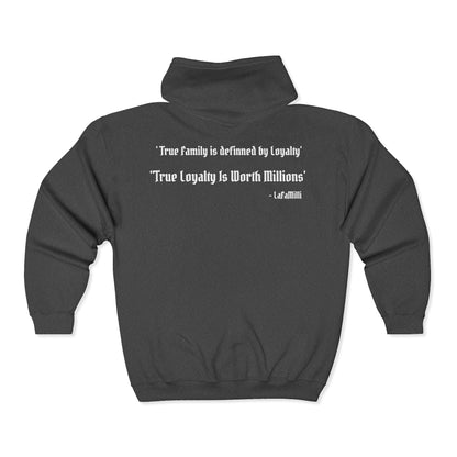 LaFaMilli Gothic Zip Hoodie — "True Loyalty Is Worth Millions"