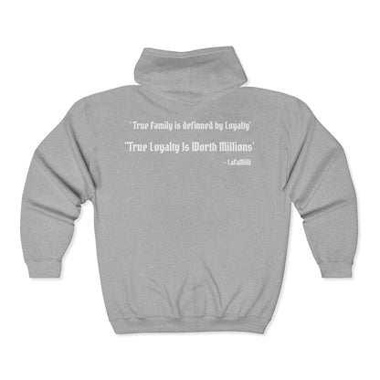 LaFaMilli Gothic Zip Hoodie — "True Loyalty Is Worth Millions"