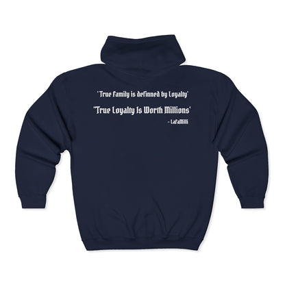 LaFaMilli Gothic Zip Hoodie — "True Loyalty Is Worth Millions"